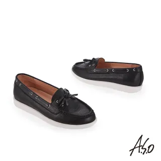 【A.S.O 阿瘦集團】活力雙核  心真皮壓紋面料休閒鞋(黑色)