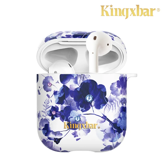 Kingxbar AirPods 保護套 保護殼 施華洛世奇水鑽 無線藍牙耳機充電收納盒(鮮語系列-蘭花)