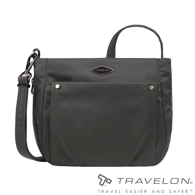 【Travelon美國防盜包】PARKVIEW可擴充中型斜背包/側肩包(TL-43407灰/RFID/旅遊防盜包/都會輕便包款)