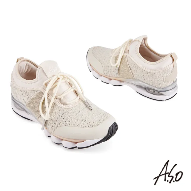 【A.S.O 阿瘦集團】機能休閒 活力雙核心飛織布料直套運動鞋(金)