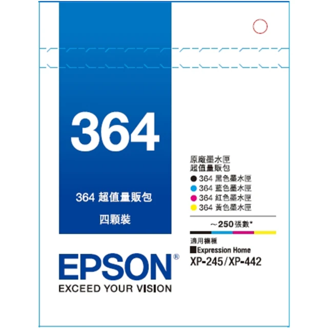 (1黑3彩墨水組)【EPSON】T364 原廠1黑3彩墨水匣