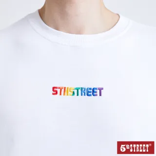 【5th STREET】中性平權彩虹標籤短袖T恤-白色