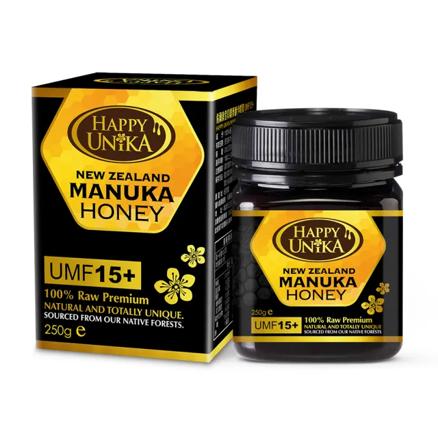 即期品【Happy Unika】麥蘆卡蜂蜜UMF15+ 250g(獨有的野生麥蘆卡茶樹    紐西蘭進口)效期2024.01.14