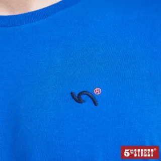 【5th STREET】男前繡花短袖T恤-寶石藍