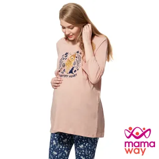 【mamaway 媽媽餵】迪士尼小鹿斑比孕哺居家服組(灰粉紅)