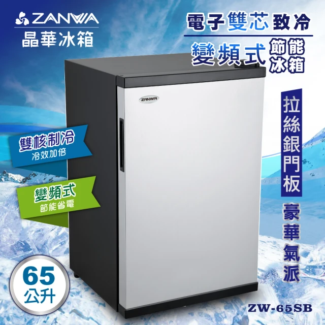 第06名 【ZANWA 晶華】65L 雙核芯變頻式右開單門電子冰箱-冷藏箱-小冰箱(ZW-65SB銀色)