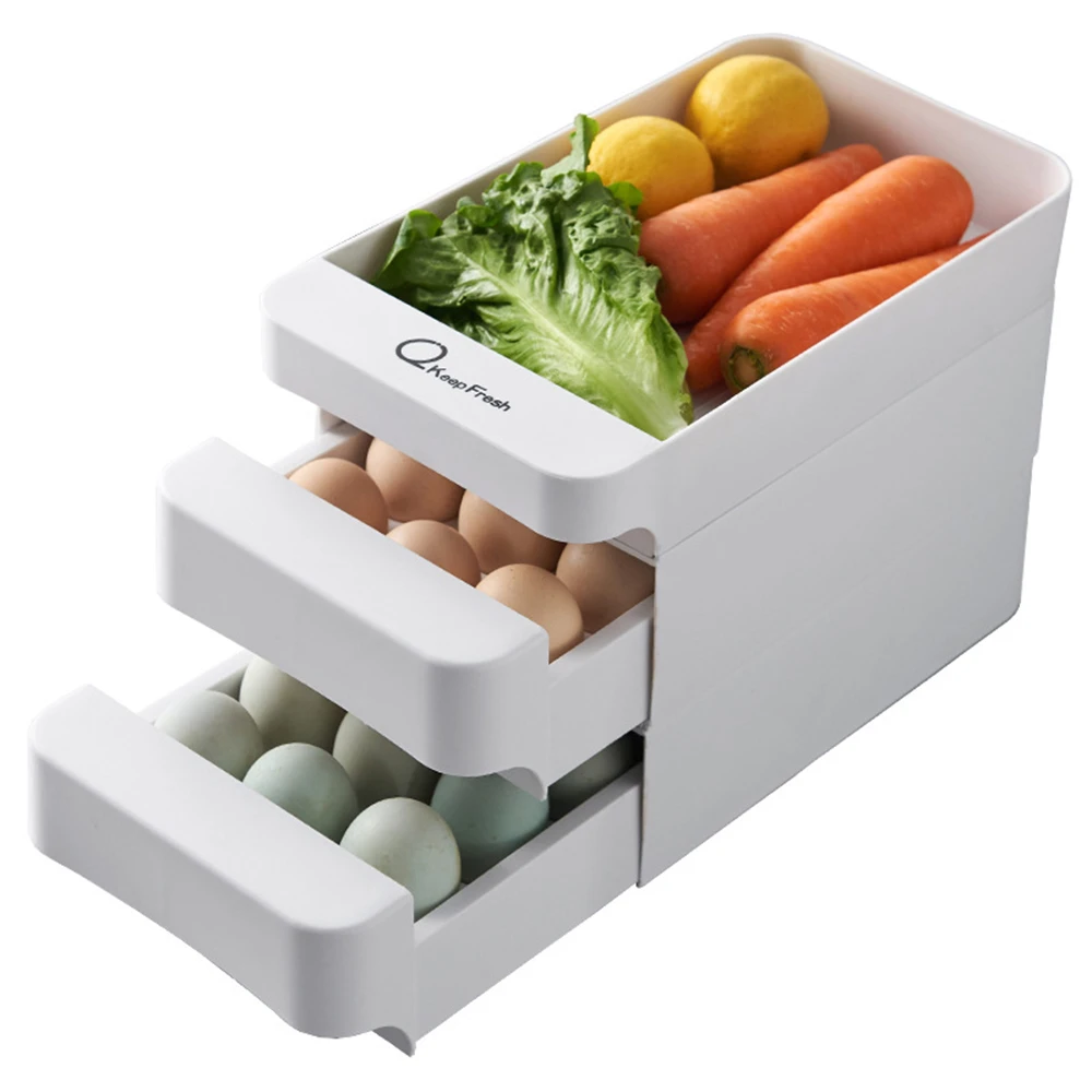 多功能冰箱置物雙層抽屜式30格雞蛋盒(保鮮盒收納盒)