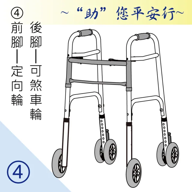 【感恩使者】助行器 - 健步助行器 前腳定向輪+後腳可煞車輪 ZHCN1921-4 機械式助行器(ㄇ字型)