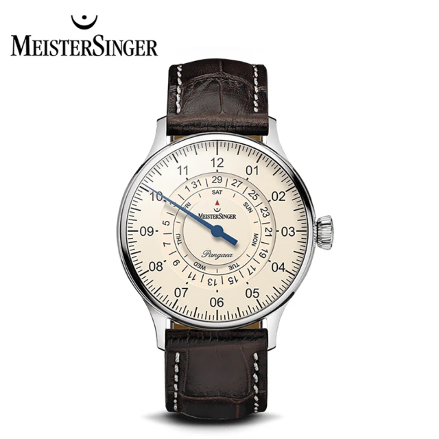 【MeisterSinger 明斯特單指針】PDD903 三節針象牙白 月週日期環 自動上鍊 40mm