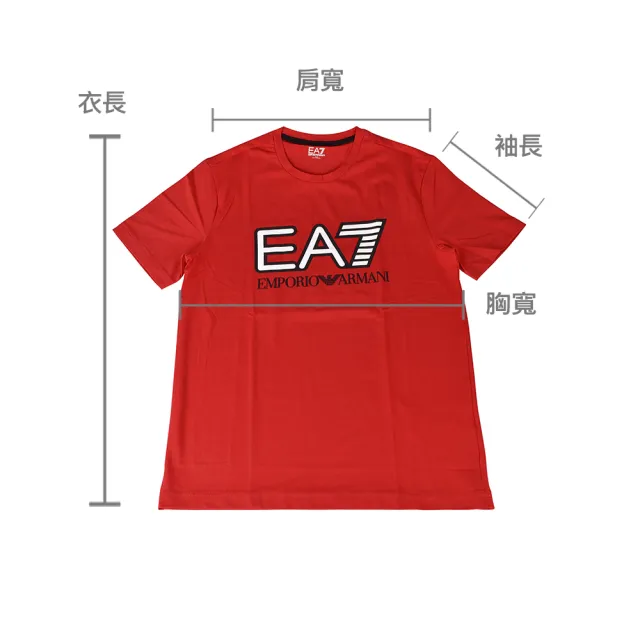【EMPORIO ARMANI】EMPORIO ARMANI EA7字母LOGO造型純棉短袖T恤(S/L/紅x白字)