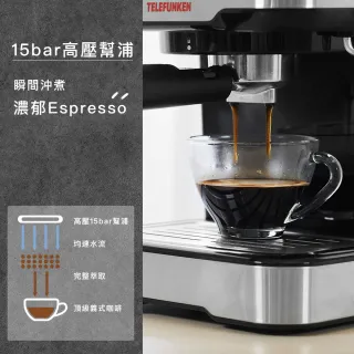 【Telefunken德律風根】微電腦義式濃縮咖啡機LT-CM2057(德國百年品牌/拿鐵/卡布奇諾)