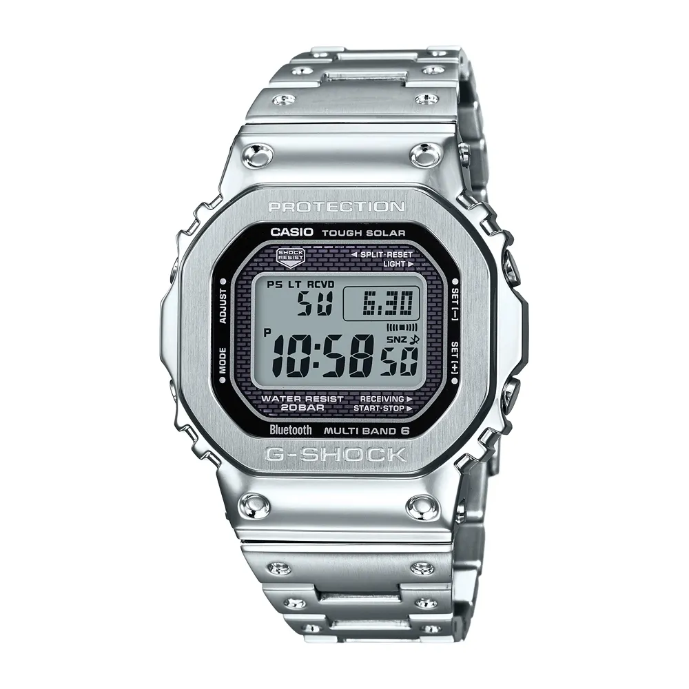 CASIO 卡西歐】G-SHOCK電波藍牙電子錶GMW-B5000D-1(銀) - momo購物網