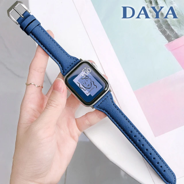 DAYA Apple Watch 38/40/41mm 真皮細錶帶 午夜藍