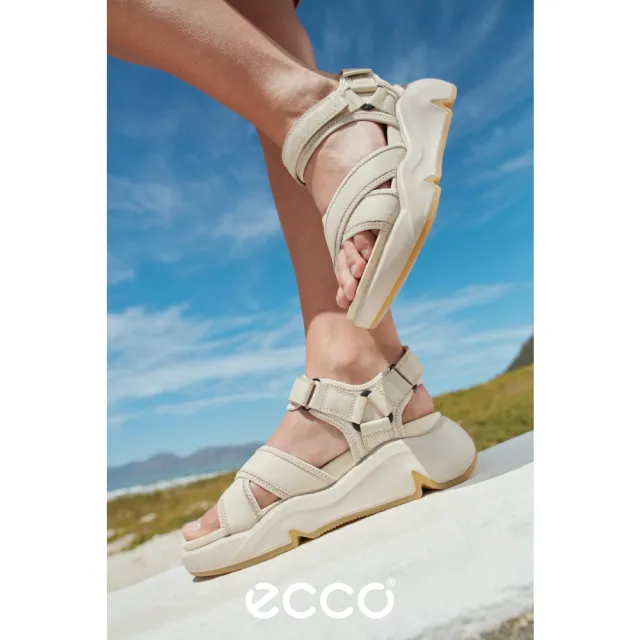 【ecco】CHUNKY SANDAL 潮趣增高休閒時尚涼鞋 女鞋(石灰色 20330359113)
