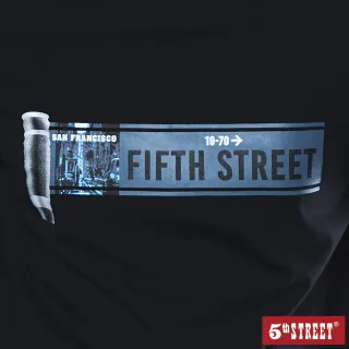 【5th STREET】22SS夏季新品 男舊金山標示短袖T恤-黑色