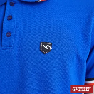 【5th STREET】男配色素面短袖POLO衫-土耳其藍