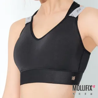 【Mollifix 瑪莉菲絲】小禎聯名設計_TRULY 高強度雙肩織帶運動內衣、瑜珈服(黑)