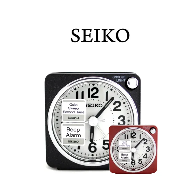 【SEIKO 精工】QHE118 輕盈小巧方形數字夜燈顯示鬧鐘時鐘