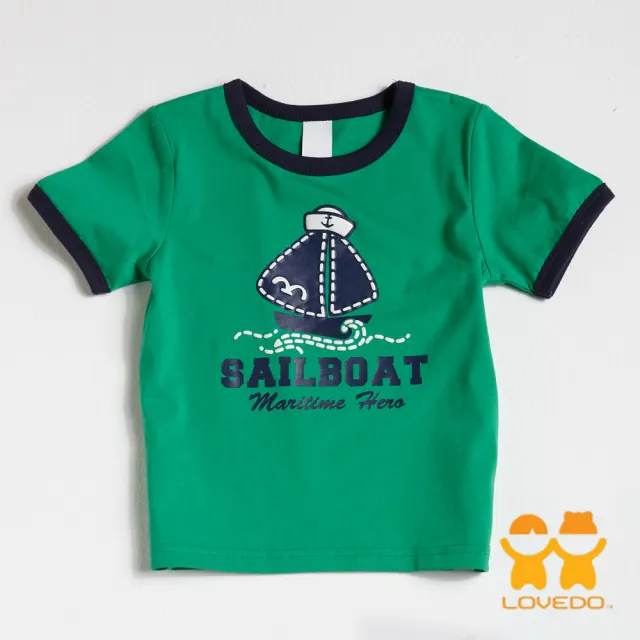 【LOVEDO-艾唯多童裝】童裝 航向大海塗鴉短袖T恤(綠)