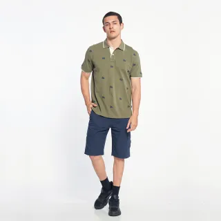【JEEP】男裝 童趣滿版吉普車刺繡短袖POLO衫(軍綠)