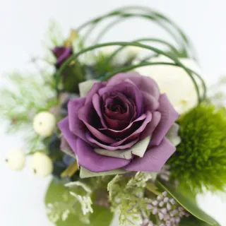 【HUGO DECO 榆果傢飾】古典紫白玫瑰香氛花藝(擬真花/香氛/花禮/節慶送花)
