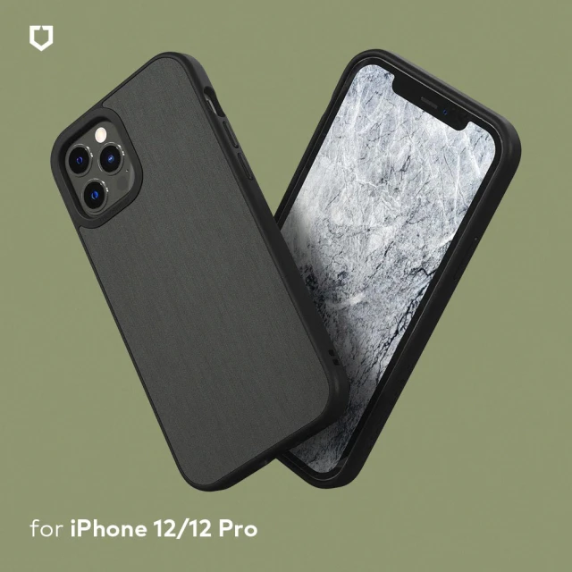 【RHINOSHIELD 犀牛盾】iPhone 12 mini/12/12 Pro/12 Pro Max SolidSuit防摔背蓋手機保護殼-髮絲紋-黑