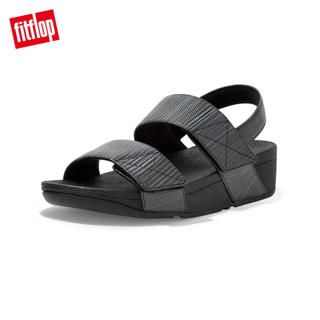 【FitFlop】MINA TEXTURED GLITZ BACK-STRAP SANDALS 寬帶可調整式後帶涼鞋-女(靓黑色)