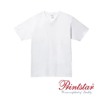 【日本 PRINTSTAR】純棉 5.6oz V領重磅T恤-男女同款(白色)