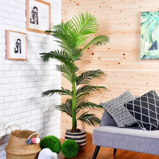 【YU Living 信歐傢居】仿真棕櫚樹綠色植物裝飾 人造植物盆栽(高180CM/綠色)