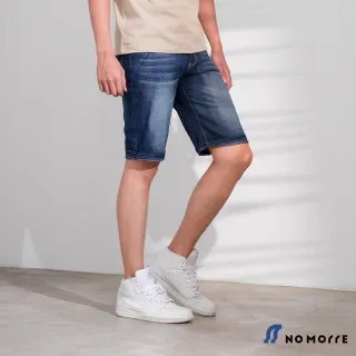 【NoMorre】男裝 牛仔褲 短褲 彈力 水洗 刷色(藍色)