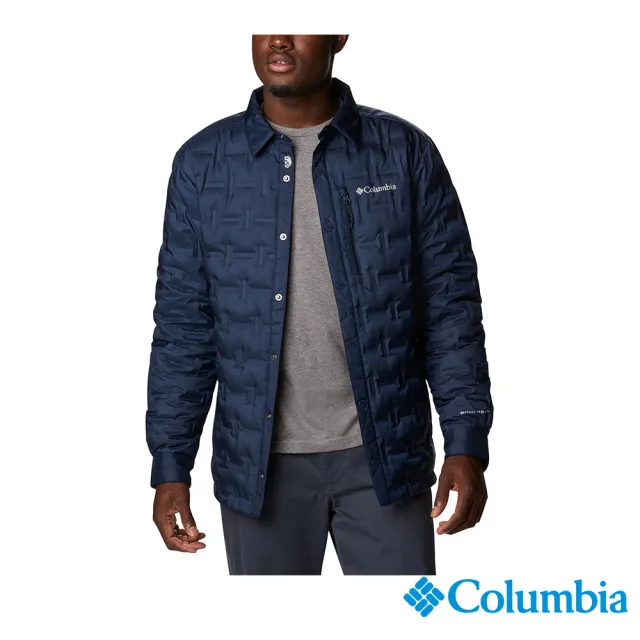 【Columbia 哥倫比亞】男款- Omni-Heat保暖羽絨650FP襯衫領外套-深藍(UWE77720NY / 羽絨.發熱.防潑水)