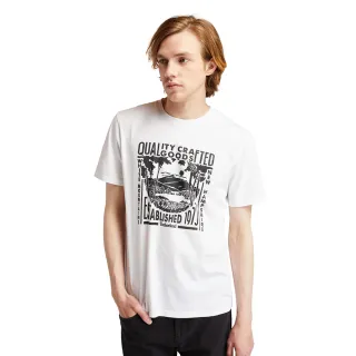 【Timberland】男款白色LOGO印花有機棉短袖T恤(A43V2100)