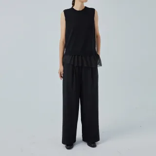 【giordano ladies】21FW-拼紗設計針織背心(黑色)