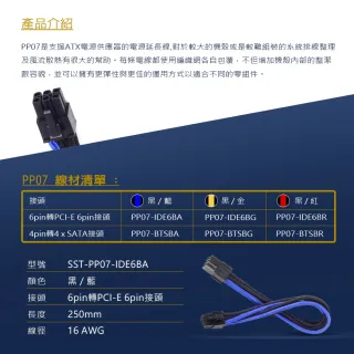 【SilverStone 銀欣】PP07-IDE6BA(6pin轉PCI-E 6pin接頭 電源供應器延長線)