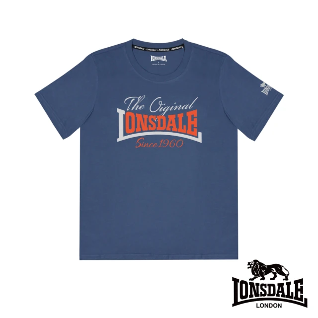 【LONSDALE 英國小獅】復刻LOGO短袖T恤(藍色 LT250003)