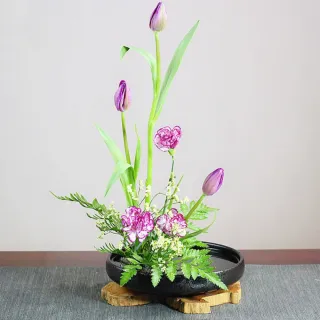 【JEN】中式陶瓷圓盤插花器花盆器皿