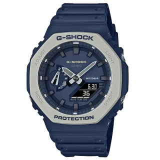【CASIO 卡西歐】G-SHOCK 八角農家橡樹雙顯手錶-藍(GA-2110ET-2A)