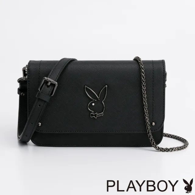 【PLAYBOY】翻蓋斜背包 Eternal系列(黑色)