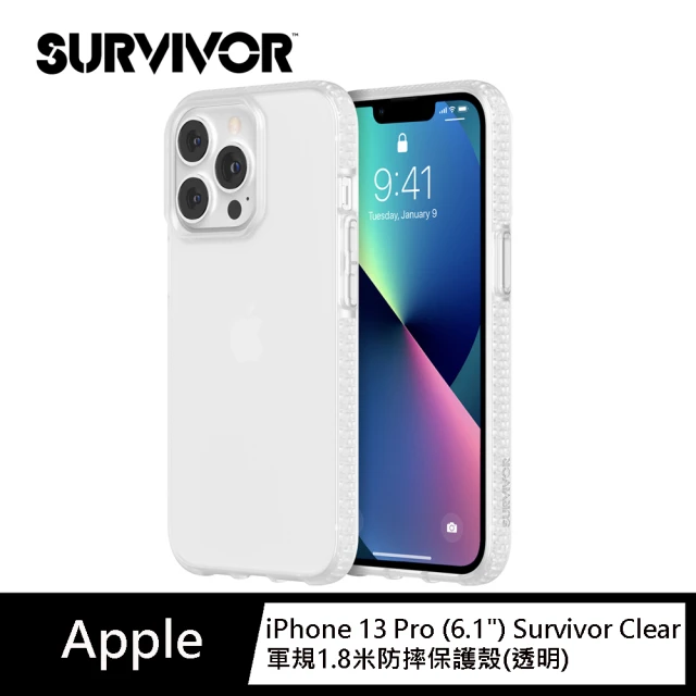 【Griffin】iPhone 13 Pro 6.1” Survivor Clear 軍規1.8米防摔保護殼 透明(iPhone 13 保護殼)