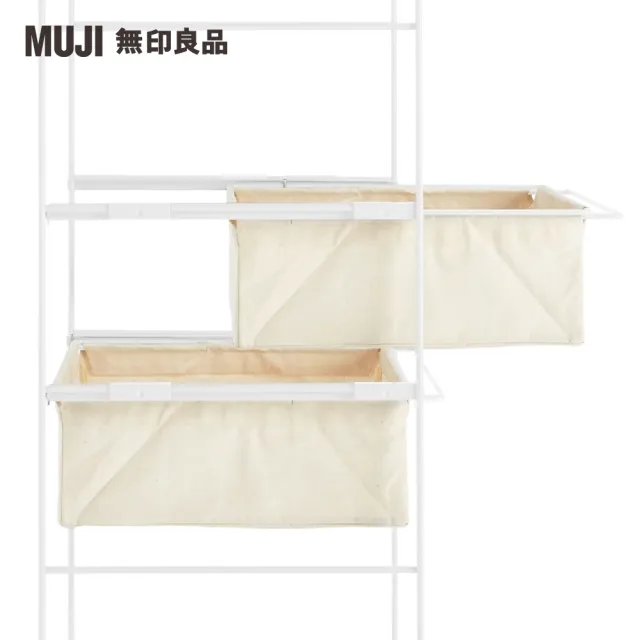 【MUJI 無印良品】SUS追加帆布籃/亮面淺灰/56(大型家具配送)