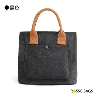 【Rosse Bags】復古百搭帆布質感手提包(現+預  黑 / 白 / 棕 / 灰 / 卡其)