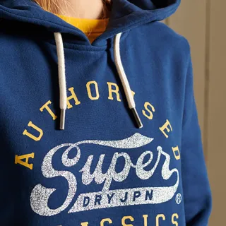 【Superdry】女裝 長袖 帽T SCRIPT STYLE COL(藍)
