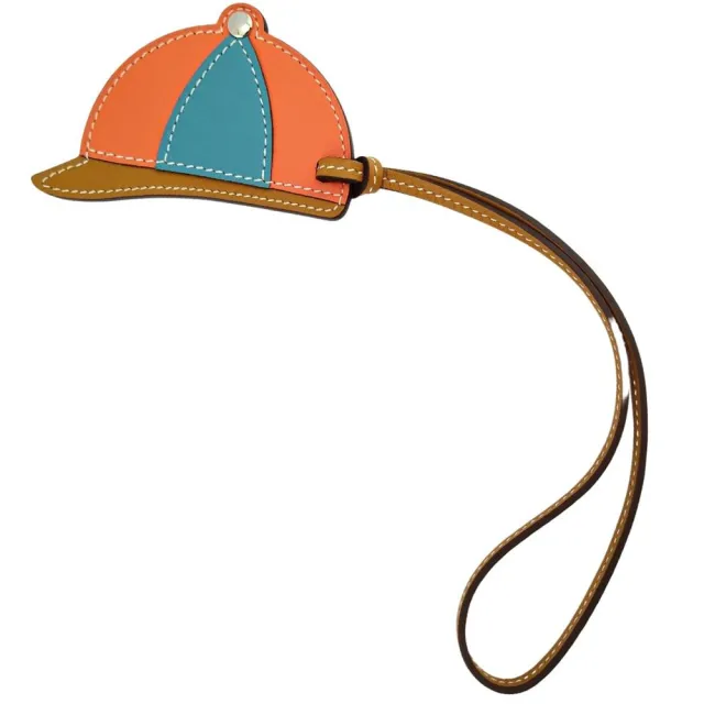 Hermes 愛馬仕】橘藍焦糖三色拼接帽子造型掛飾- momo購物網- 好評推薦