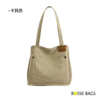 【Rosse Bags】簡約百搭帆布大容量托特包(現+預 卡其色 / 灰色 / 咖啡色 / 黑色)