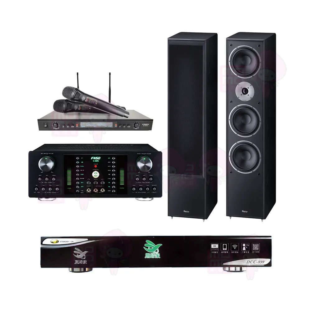 【點將家】點歌機4TB+擴大機+無線麥克風+喇叭(DCC-899+FNSD A-300N+SR-889PRO+Monitor Supreme 2002)