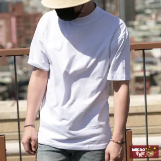 【AMERO】男女款 短袖小高領T恤(素面 寬鬆版型 情侶裝)