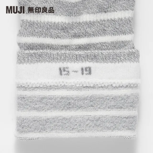 【MUJI 無印良品】兒童棉混腳跟特殊編織橫紋直角襪(共3色)