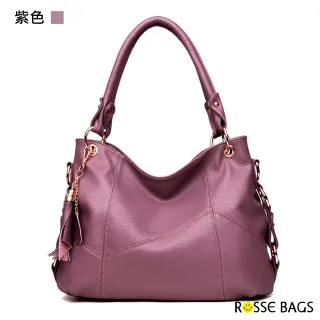 【Rosse Bags】時尚流蘇大容量肩背手提包(現+預  米色／黑色／紅色／紫色／卡其色／棕色)