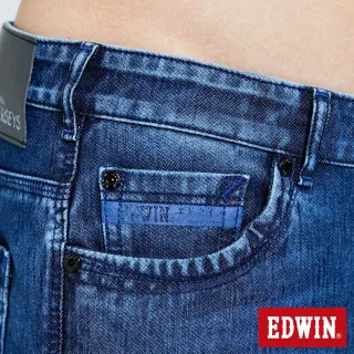 【EDWIN】大尺碼-JERSEYS 迦績超彈力低腰伸縮窄直筒牛仔褲-男款(拔洗藍)