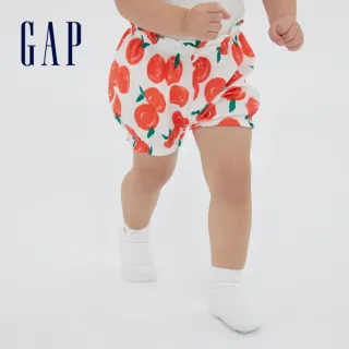 【GAP】嬰兒 布萊納系列 花苞裝飾抽繩針織短褲(826078-白色印花)